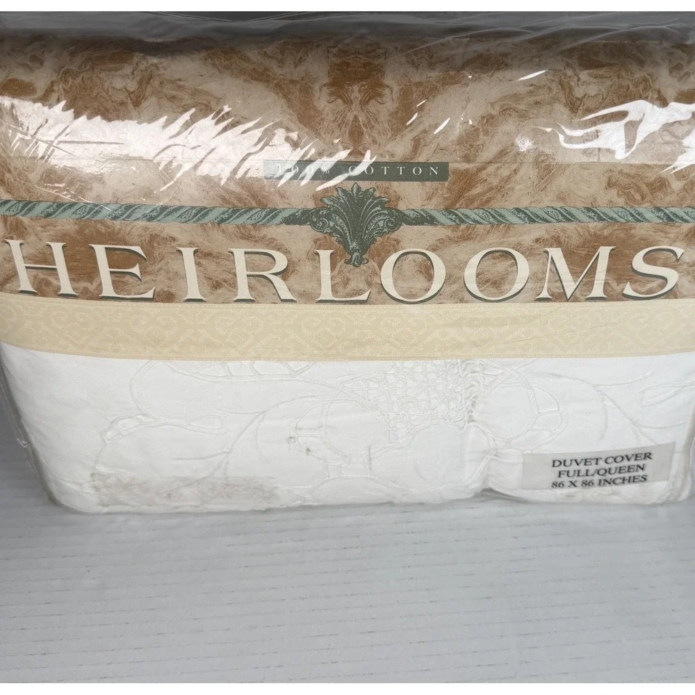 Vtg Heirlooms Handmade Embroidered Duvet Cover Full/queen White/ivory  New